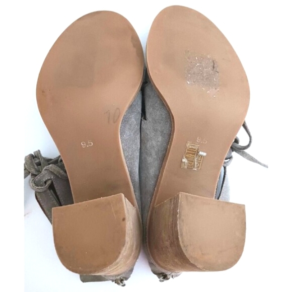 Jeffrey Campbell Corwin Gray Suede Lace Up Peep Toe Ankle Bootie Block Heel 9.5 - Picture 8 of 9